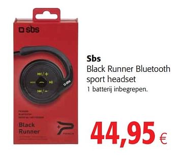 Promoties Sbs black runner bluetooth sport headset - SBS - Geldig van 23/05/2018 tot 05/06/2018 bij Colruyt