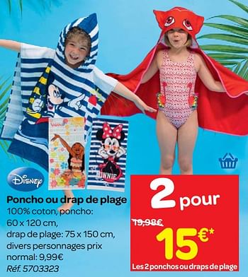 Promotions Poncho ou drap de plage - Disney - Valide de 23/05/2018 à 04/06/2018 chez Carrefour