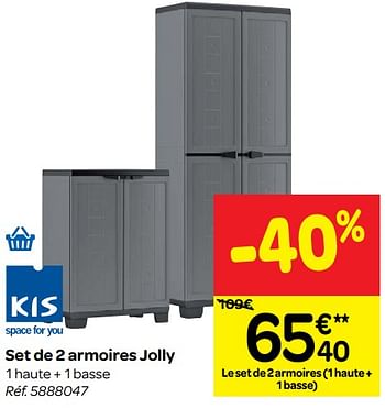 Promoties Set de 2 armoires jolly - Kis - Geldig van 23/05/2018 tot 04/06/2018 bij Carrefour