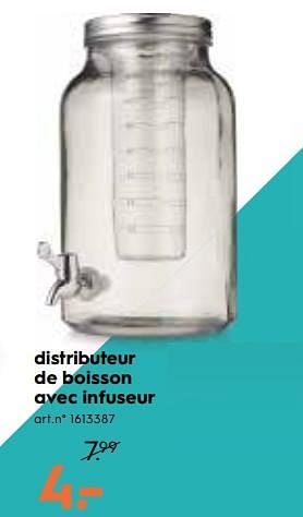 Promotions Distributeur de boisson avec infuseur - Produit maison - Blokker - Valide de 23/05/2018 à 29/05/2018 chez Blokker