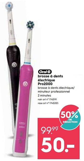 Promoties Oral-b brosse à dents électrique pro2000 - Oral-B - Geldig van 23/05/2018 tot 29/05/2018 bij Blokker