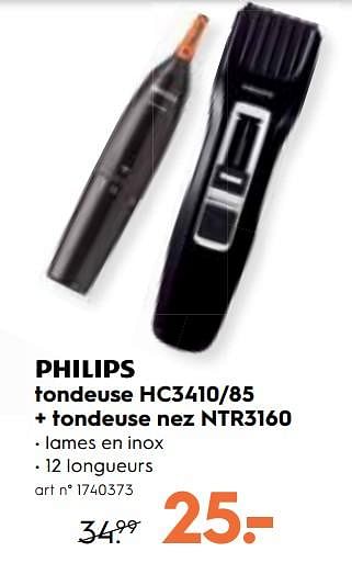 Promoties Philips tondeuse hc3410-85 + tondeuse nez ntr3160 - Philips - Geldig van 23/05/2018 tot 29/05/2018 bij Blokker