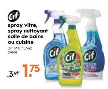 Promoties Spray vitre, spray nettoyant salle de bains ou cuisine - Cif - Geldig van 23/05/2018 tot 29/05/2018 bij Blokker