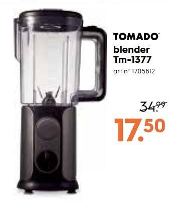 Promoties Tomado blender tm-1377 - Tomado - Geldig van 23/05/2018 tot 29/05/2018 bij Blokker
