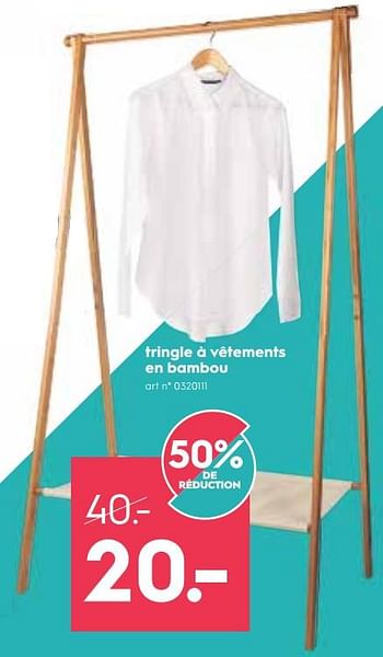 Promotions Tringle à vêtements en bambou - Produit maison - Blokker - Valide de 23/05/2018 à 29/05/2018 chez Blokker