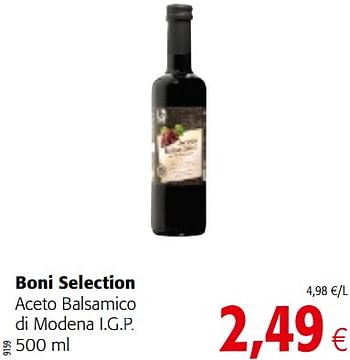Promoties Boni selection aceto balsamico di modena i.g.p. - Boni - Geldig van 23/05/2018 tot 05/06/2018 bij Colruyt