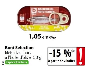 Promoties Boni selection filets d`anchois à l`huile d`olive - Boni - Geldig van 23/05/2018 tot 05/06/2018 bij Colruyt