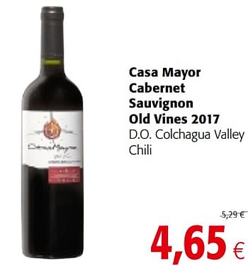 Promoties Casa mayor cabernet sauvignon old vines 2017 d.o. colchagua valley chili - Rode wijnen - Geldig van 23/05/2018 tot 05/06/2018 bij Colruyt