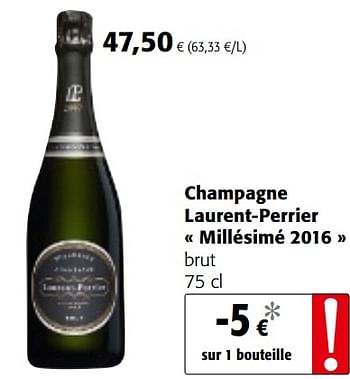 Promotions Champagne laurent-perrier « millésimé 2016 » - Laurent-Perrier - Valide de 23/05/2018 à 05/06/2018 chez Colruyt