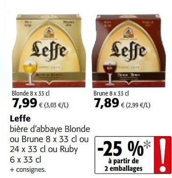 Promotions Leffe bière d`abbaye blonde ou brune ou ruby - Leffe - Valide de 23/05/2018 à 05/06/2018 chez Colruyt