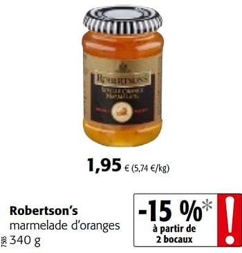 Promoties Robertson`s marmelade d`oranges - Robertson's - Geldig van 23/05/2018 tot 05/06/2018 bij Colruyt