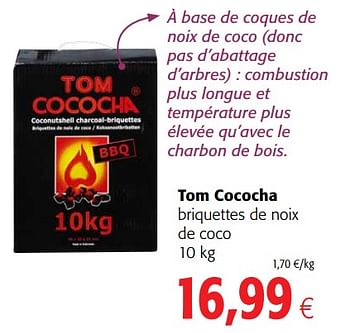 Promoties Tom cococha briquettes de noix de coco - Tom Cococha - Geldig van 23/05/2018 tot 05/06/2018 bij Colruyt