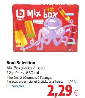 Promoties Boni selection mix box glaces à l`eau - Boni - Geldig van 23/05/2018 tot 05/06/2018 bij Colruyt