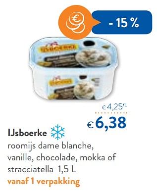 Promoties Ijsboerke roomijs dame blanche, vanille, chocolade, mokka of stracciatella - Ijsboerke - Geldig van 23/05/2018 tot 05/06/2018 bij OKay