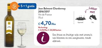 Promoties Jean balmont chardonnay 2016-2017 vin de france - Witte wijnen - Geldig van 23/05/2018 tot 05/06/2018 bij OKay