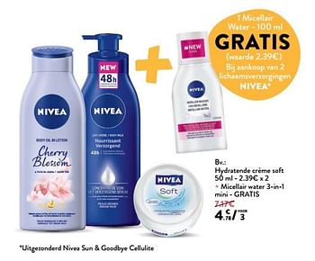 Promotions Hydratende crème soft + micellair water 3-in-1 mini - Nivea - Valide de 23/05/2018 à 05/06/2018 chez DI