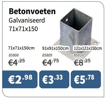 Promoties Betonvoet gegalvaniseerd - Huismerk - Cevo - Geldig van 24/05/2018 tot 06/06/2018 bij Cevo Market