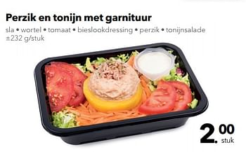 Promotions Perzik en tonijn met garnituur - Huismerk - Buurtslagers - Valide de 25/05/2018 à 31/05/2018 chez Buurtslagers