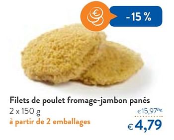 Promotions Filets de poulet fromage-jambon panés - Produit maison - Okay  - Valide de 23/05/2018 à 05/06/2018 chez OKay