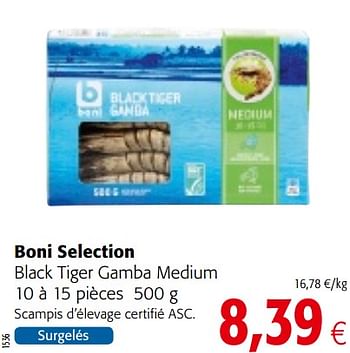 Promoties Boni selection black tiger gamba medium - Boni - Geldig van 23/05/2018 tot 05/06/2018 bij Colruyt