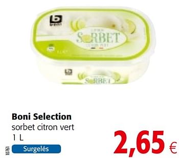 Promotions Boni selection sorbet citron vert - Boni - Valide de 23/05/2018 à 05/06/2018 chez Colruyt