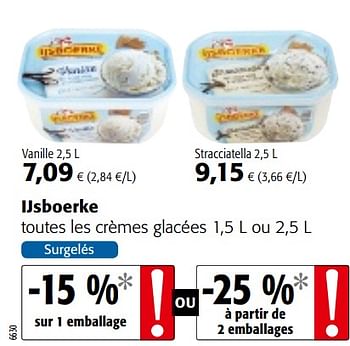 Promotions Ijsboerke toutes les crèmes glacées - Ijsboerke - Valide de 23/05/2018 à 05/06/2018 chez Colruyt