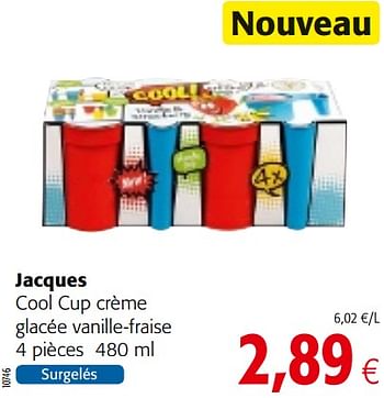 Promotions Jacques cool cup crème glacée vanille-fraise - Jacques - Valide de 23/05/2018 à 05/06/2018 chez Colruyt