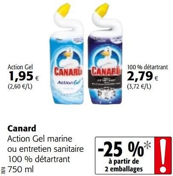 Promoties Canard action gel marine ou entretien sanitaire 100 % détartrant - Canard WC - Geldig van 23/05/2018 tot 05/06/2018 bij Colruyt