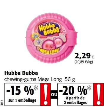 Promoties Hubba bubba chewing-gums mega long - Hubba Hubba - Geldig van 23/05/2018 tot 05/06/2018 bij Colruyt
