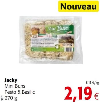 Promotions Jacky mini buns pesto + basilic - Jacky - Valide de 23/05/2018 à 05/06/2018 chez Colruyt
