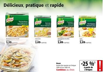 Promoties Knorr toutes les sauces en brique - Knorr - Geldig van 23/05/2018 tot 05/06/2018 bij Colruyt