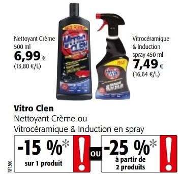 Promoties Vitro clen nettoyant crème ou vitrocéramique + induction en spray - Vitro clen - Geldig van 23/05/2018 tot 05/06/2018 bij Colruyt