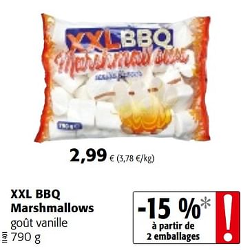 Promotions Xxl bbq marshmallows goût vanille - Produit maison - Colruyt - Valide de 23/05/2018 à 05/06/2018 chez Colruyt