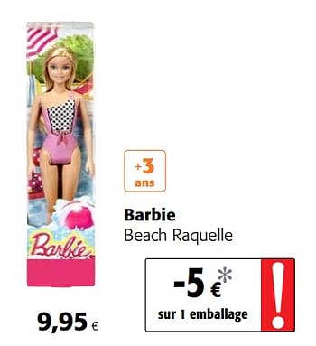 Promotions Barbie beach raquelle - Mattel - Valide de 23/05/2018 à 05/06/2018 chez Colruyt