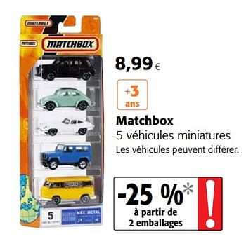 Promoties Matchbox 5 véhicules miniatures - Matchbox - Geldig van 23/05/2018 tot 05/06/2018 bij Colruyt