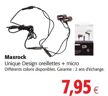 Promotions Maxrock unique design oreillettes + micro - Maxrock - Valide de 23/05/2018 à 05/06/2018 chez Colruyt