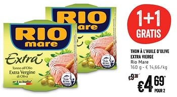 Promoties Thon à l`huile d`olive extra vierge rio mare - Rio Mare - Geldig van 24/05/2018 tot 30/05/2018 bij Delhaize