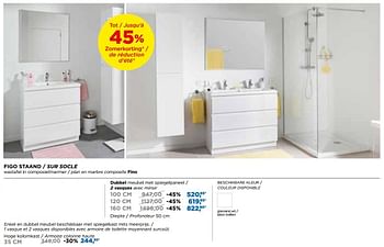 Promotions Linie figo staand-sur socle badkamermeubelen - meubles salle de bains dubbel - Linie - Valide de 26/06/2018 à 26/06/2018 chez X2O