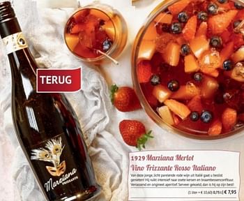 Promoties Marziana frizzante vino rosso frizzante italiano - Rode wijnen - Geldig van 14/05/2018 tot 31/08/2018 bij Bofrost