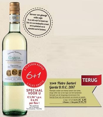 Promotions Pietro sartori garda doc 2016 - Vins blancs - Valide de 14/05/2018 à 31/08/2018 chez Bofrost