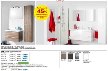 Promotions Storke beta zwevend-suspendue badkamermeubelen - meubles salle de bains enkel - Storke - Valide de 26/06/2018 à 26/06/2018 chez X2O