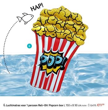 Promoties Luchtmatras voor 1 persoon retr-oh! popcorn box - Retr-Oh! - Geldig van 24/05/2018 tot 04/06/2018 bij Dreamland
