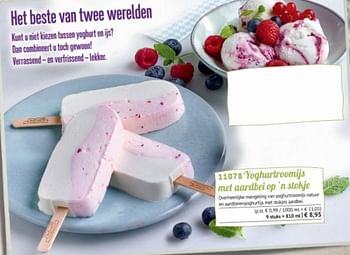 Promotions Yoghurtroomijs met aardbei op n stokje - Produit maison - Bofrost - Valide de 14/05/2018 à 31/08/2018 chez Bofrost