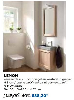 Promoties Balmani lemon verweerde eik - incl. spiegel en wastafel in graniet - chêne vieilli - miroir et plan en granit inclus - Balmani - Geldig van 26/06/2018 tot 26/06/2018 bij X2O