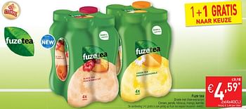 Promotions Fuze tea drank met thee-extracten - FuzeTea - Valide de 29/05/2018 à 03/06/2018 chez Intermarche