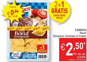 Promoties Lustucru ravioli bolognese, ham-kaas of 4 kazen - Lustucru - Geldig van 29/05/2018 tot 03/06/2018 bij Intermarche