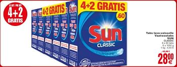 Promoties Tabs lave-vaisselle vaatwastabs sun classic - Sun - Geldig van 29/05/2018 tot 04/06/2018 bij Cora