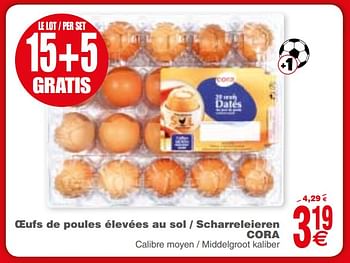Promoties Oeufs de poules élevées au sol - scharreleieren cora - Huismerk - Cora - Geldig van 29/05/2018 tot 04/06/2018 bij Cora