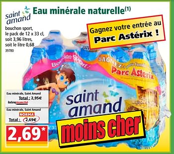 Promotions Eau minérale naturelle - Saint amand - Valide de 30/05/2018 à 05/06/2018 chez Norma