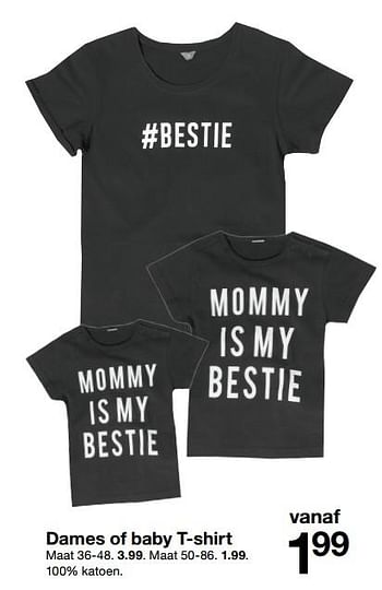 Promoties Dames of baby t-shirt - Huismerk - Zeeman  - Geldig van 26/05/2018 tot 09/06/2018 bij Zeeman